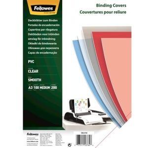 Fellowes Pack de 100 Portadas para Encuadernar de PVC A3 - 200 Micras - Muy Resistentes - Transparente