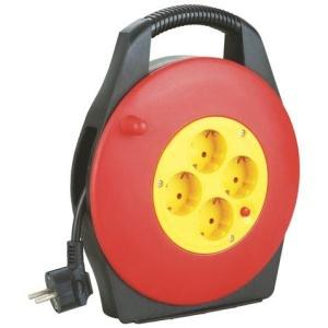 Enrollador Alargador con Proteccion Termica - 4 Shukos - Carga Maxima Enrollado 1100W, Desenrollado 3200W - Cable de 10m