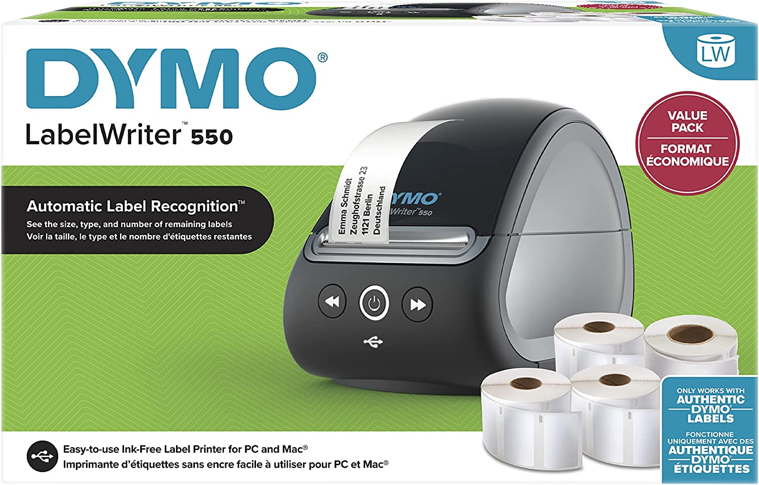 Mini Labelwriter 🏷️ Dymo LabelWriter 550 Bundle Pack de Impresora de Etiquetas + 4 ...
