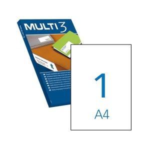 Pack 100 Etiquetas Blancas Cantos  Rectos 210.0X297.0mm 04714