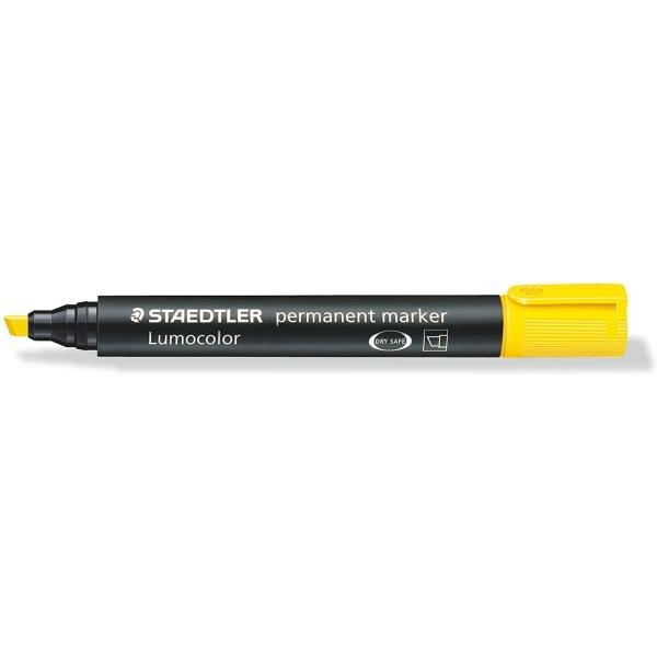 10x Staedtler Lumocolor 350 Rotulador Permanente - Punta Biselada 2-5mm aprox. - Tinta Base de Alcohol - Secado Rapido - Color Amarillo