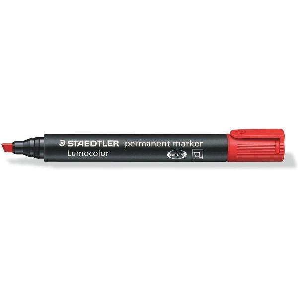 10x Staedtler Lumocolor 350 Rotulador Permanente - Punta Biselada 2-5mm aprox. - Tinta Base de Alcohol - Secado Rapido - Color Rojo