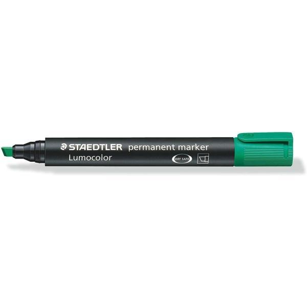 10x Staedtler Lumocolor 350 Rotulador Permanente - Punta Biselada 2-5mm aprox. - Tinta Base de Alcohol - Secado Rapido - Color Verde
