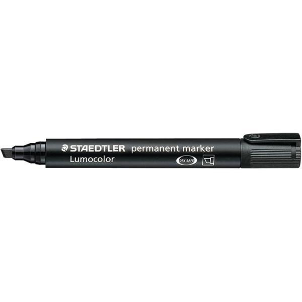 10x Staedtler Lumocolor 350 Rotulador Permanente - Punta Biselada 2-5mm aprox. - Tinta Base de Alcohol - Secado Rapido - Color Negro
