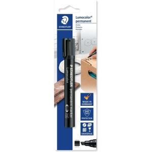 Staedtler Lumocolor 350 Pack de 1 Rotulador Permanente con Punta Biselada - Punta 2-5mm - Tinta Antisecado - Recargable - Color Negro