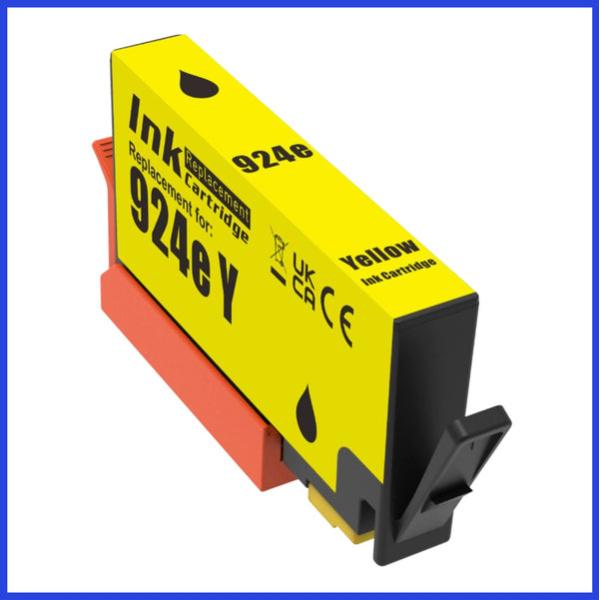 Cartucho de tinta amarillo HP 924e XL compatible con chip blindado anti-actualización de firmware.