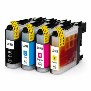 Pack de 4 cartuchos compatibles Brother LC528 en negro, cian, magenta y amarillo