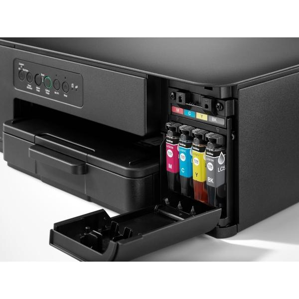 Ángulo tres cuartos a la derecha mostrando el panel de control y la bandeja de papel de la Brother DCP-J1260W. WiFi y Dúplex. Disponible con envío 24h en Núcleo Digital.