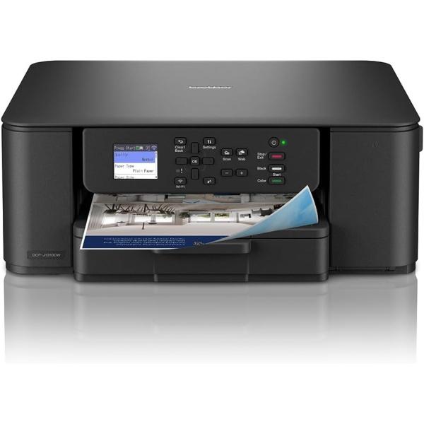 Detalle de la Brother DCP-J1310DW con la bandeja de entrada de 250 hojas totalmente extraída. WiFi y Doble Cara. Disponible con envío 24h en Núcleo Digital.