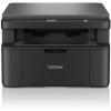 Ángulo tres cuartos a la izquierda mostrando el perfil estilizado y la salida de papel del equipo multifunción Brother. WiFi, 20ppm. Disponible con envío 24h en Núcleo Digital.