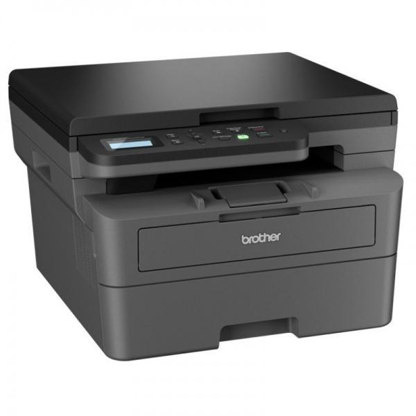 Impresora multifunción Brother DCP-L1660W con la tapa del escáner levantada, lista para digitalizar. WiFi, ADF. Disponible con envío 24h en Núcleo Digital.