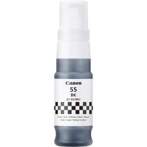 Imagen de la Botella de Tinta Original Canon GI-55BK Negro 6292C001. Consumible original para máxima fiabilidad y resultados oficiales. Envío 24h en Núcleo Digital.