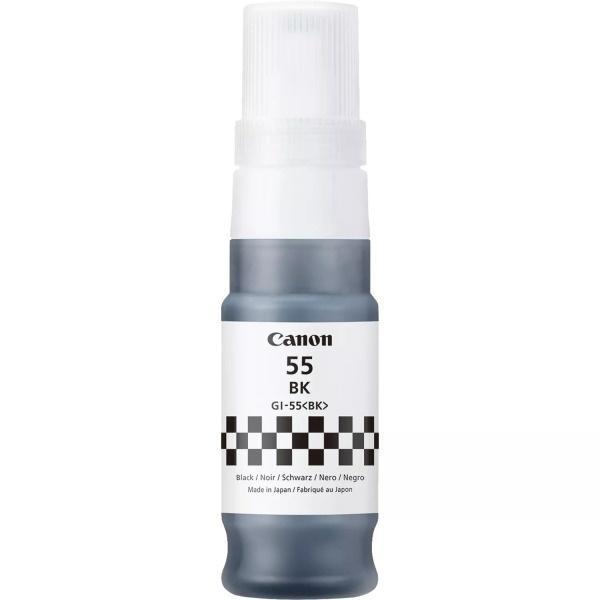 Imagen de la Botella de Tinta Original Canon GI-55BK Negro 6292C001. Consumible original para máxima fiabilidad y resultados oficiales. Envío 24h en Núcleo Digital.