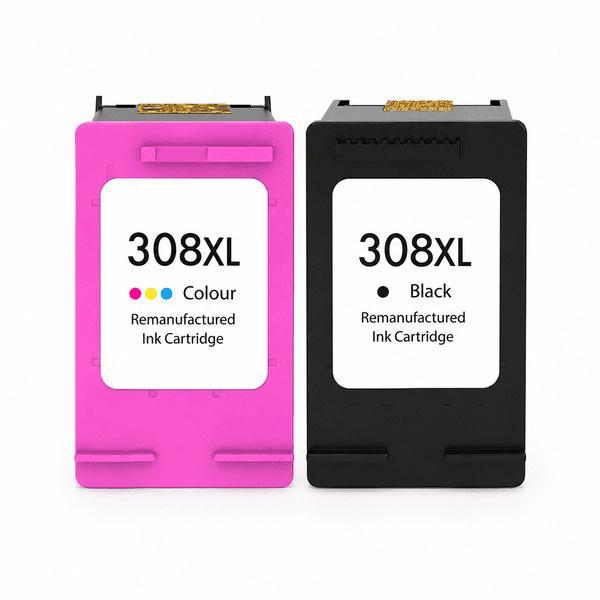 Pack de ahorro de 2 cartuchos compatibles HP 308XL Negro y Color JUMBO. Núcleo Digital.