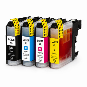 Pack de 4 cartuchos compatibles Brother LC528XL en negro, cian, magenta y amarillo